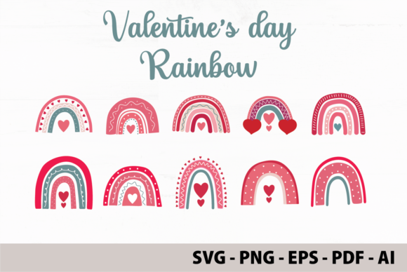 Boho Rainbow Valentine SVG Bundle