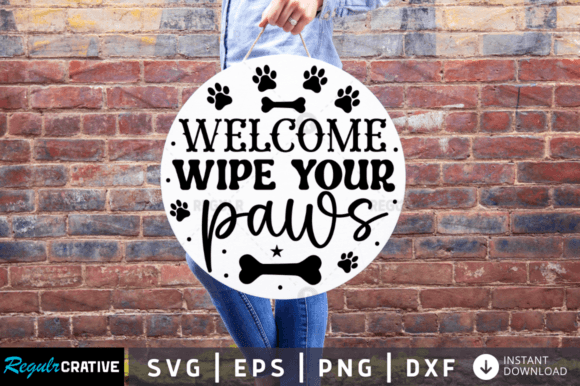 FREE Welcome Wipe Your Paws Svg Design