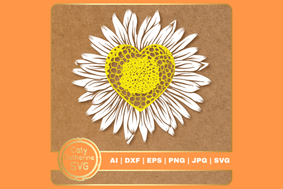 Love Heart Daisy SVG Cut File for Crafts and Graphics