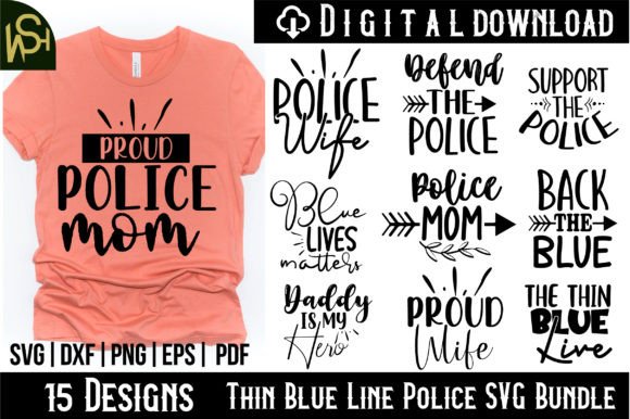 Thin Blue Line Police SVG Bundle for Graphics and Crafts