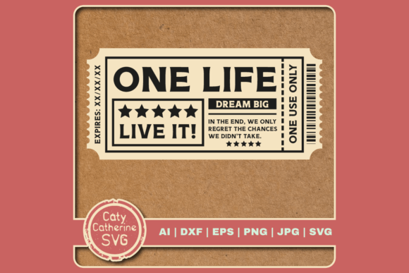 Vintage Retro Ticket One Life Live It Graphics